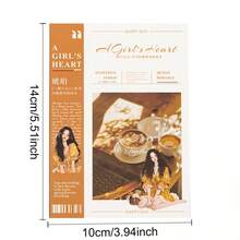 Libro de pegatinas para niña, 10 hojas/set con 6 estilos para diario y álbum de recortes DIY - Gris - Ver 2