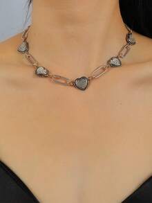 Vòng cổ ngắn choker 2024, phong cách tối màu Sản phẩm mới Vòng cổ cá tính hình trái tim & hình trái tim - Nhiều màu - Xem 5