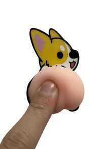 2pcs Puppy Themed Silicone Soft Squeeze Anti-Collision Pressure Relief Toy For Car/Fridge - Pink - View 5