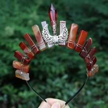 女士晚會天然水晶頭帶，中間圓柱皇冠設計，完美適用於節日和婚紗攝影 - 款式 - 查看 20