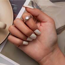 New S925 Sterling Silver Ring, Shiny Romantic Heart Shaped Cubic Zirconia Jewelry, Elegant White Gold Plated Women Engagement & Wedding Ring, Perfect Gift For Couple