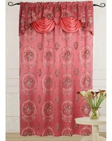 1pc Luxury Fancy Jacquard Room Darkening Modern Curtain Panel 54 By 84-Inch With Attached Waterfall Valance Modern Semi-Blackout For Living Room Bedroom And Dining Room Many Colors To Choose From Dusty Rose Gold Light Taupe And Burgundy. - 塵土飛揚的玫瑰 - 查看 2