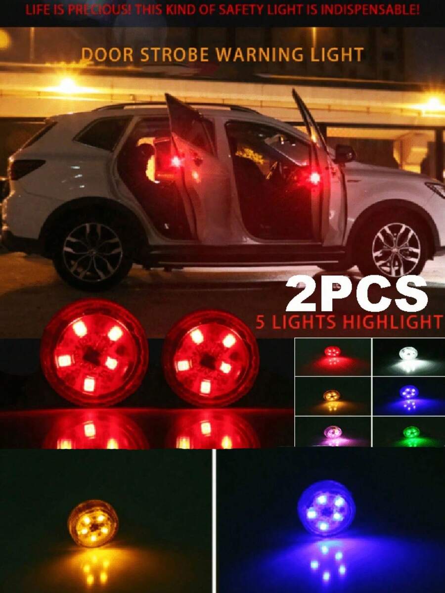 GLANBERT New 4pcs LED Door Open Warning Light Sensor Flashing Warning