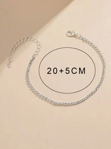 1 pièce Bracelet de cheville en argent orné de diamants en zirconium pour femme, brillant et à la mode, idéal pour les fêtes et les vacances