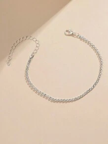 1 pièce Bracelet de cheville en argent orné de diamants en zirconium pour femme, brillant et à la mode, idéal pour les fêtes et les vacances
