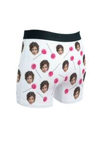 [DIY] Sous-vêtements amusants personnalisés, sous-vêtements pour hommes, sous-vêtements personnalisés avec photo de portrait, cadeau, sous-vêtements originaux - photo de grosse tête, remplacement de visage humain, léger, respirant, séchage rapide, tissu confortable, cadeau pour amis/partenaire, cadeau pour fête/anniversaire