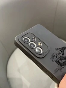 1pc TPU Matte Eyes & Black Rose Snake Pattern Printed Phone Case Compatible With Apple, Compatible With Samsung, Compatible With Xiaomi, Compatible With Redmi, Compatible With OPPO, Compatible With INFINIX - Random Camera Hole Design,International Version, Not The Domestic Version - Multicolor - View 4