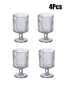 1/4 piezas, vaso de vidrio con rayas verticales elegante para café, jugo, helado, yogurt, agua con gas
