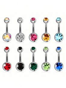 12 pièces Anneaux de piercing pour nombril simples en acier inoxydable de couleur aléatoire