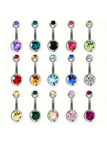 12 pièces Anneaux de piercing pour nombril simples en acier inoxydable de couleur aléatoire