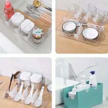 4pcs Refrigerator Space Distributor, Household Refrigerator Divider Clip, Adjustable Stretchable Divider Board, Universal Style Side Door Beverage Storage, Sauce Classification And Sorting Kitchen Supplies - White - View 8