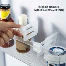 4pcs Refrigerator Space Distributor, Household Refrigerator Divider Clip, Adjustable Stretchable Divider Board, Universal Style Side Door Beverage Storage, Sauce Classification And Sorting Kitchen Supplies - White - View 5
