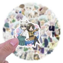 60张《元气少女缘结神》动漫贴纸，可爱卡通贴纸，适用于水瓶、笔记本电脑、手机、滑板、吉他、行李箱、剪贴簿、头盔、自行车、摩托车、汽车、派对装饰等。 - 黑色 - 查看 4