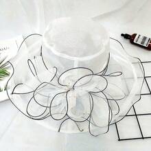 1頂新款優雅歐式蕾絲帽，綴有花卉裝飾的復古送禮帽，適用於女士，夏季防曬可摺疊漁夫帽和裝飾帽 - 彩色 - 查看 13