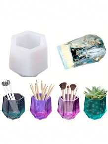 1pc Hexagon Shape Silicone Mold, Hexagon Storage Box Resin Mold - Pen Holder Mold, Storage Cup Silicone Mold, Succulent Plant Pot Mold, Epoxy Resin Art Mold