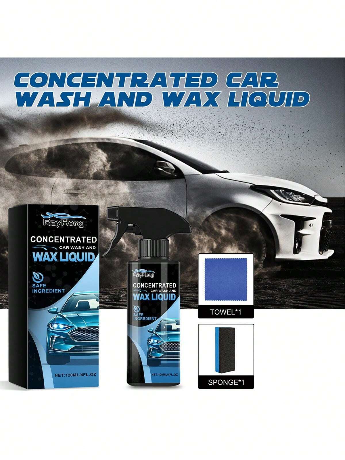 1pc 120ml Car Wash Solution Set Cleaning Car Paint Coating Tire Cleaning Refurbishment