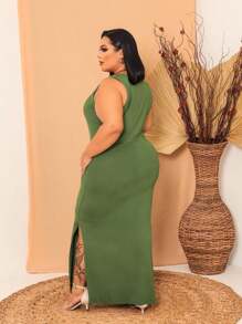 Plus Size Dresses - 軍綠色 - 查看 4