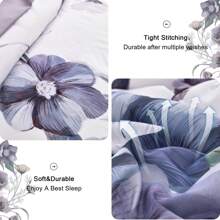 3 Pieces Blush/Green Floral Bed Room Comforter Sets Queen King, Boho Blush Floral Printed On White, Soft Microfiber Bedding Set For All Season (1 Comforter, 2 Pillowcases),Wedding Items,Valentines Day Home Bed Room Decor,Easter Gifts,Mothers Day Gift,All Season - 紫色花香 - 查看 6