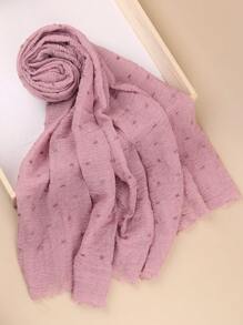 优雅新款 1 纯色褶皱刺绣装饰头巾外出基本款柔软围巾女士头巾适合长袍配饰面纱服装 - 查看 6