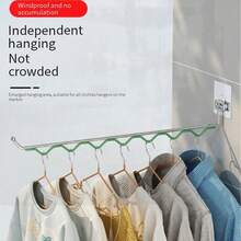 1pc Stainless Steel Foldable Windproof Hanger With Non-Slip Function For Wall Hanging, Adhesive Balcony Drying Tool - Silver - View 2