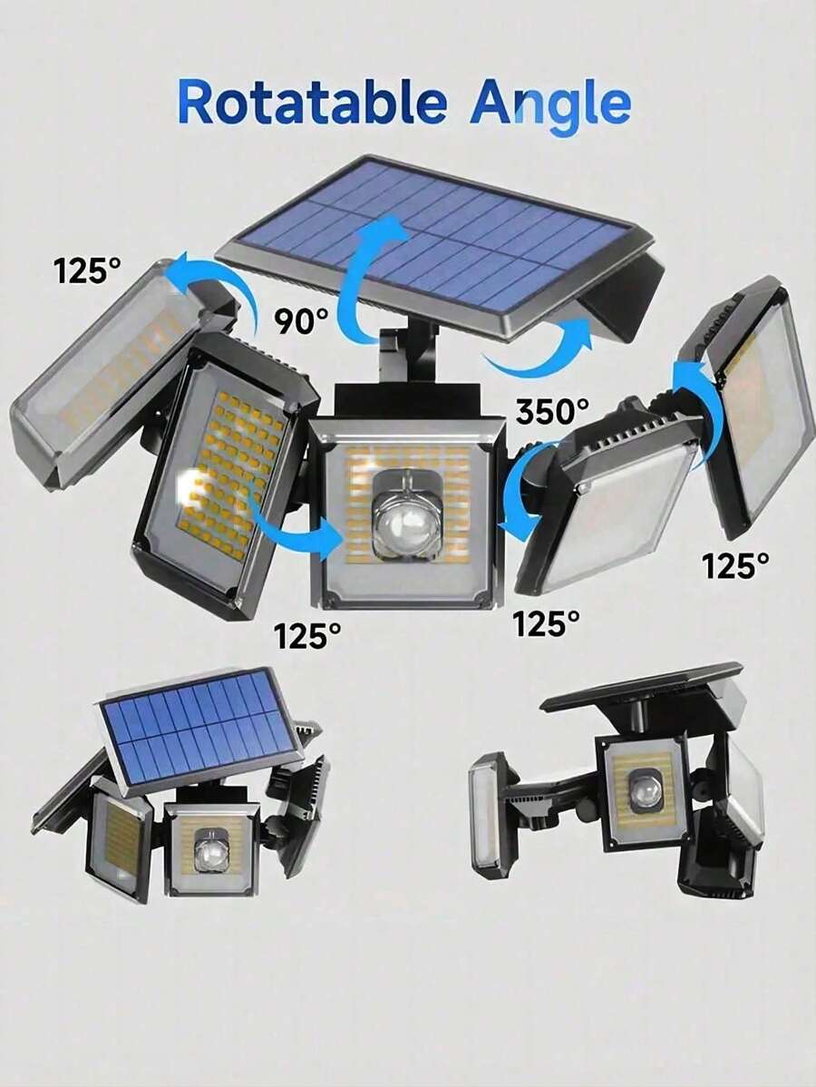 1 Peça Luminárias de parede Exteriores Solares Impermeáveis IP65, com 5