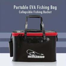 1个便携式可折叠EVA钓鱼桶，活鱼盒，露营水容器，钓具收纳袋，多功能可折叠钓鱼桶（不含气泵）