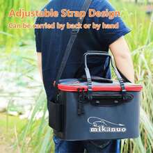 1个便携式可折叠EVA钓鱼桶，活鱼盒，露营水容器，钓具收纳袋，多功能可折叠钓鱼桶（不含气泵）