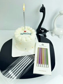 6pcs/set Wax Cake Candle, Textured Cake Decorating Candle For Birthday Party - Silver - View 8