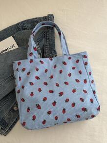 小众设计条纹天鹅绒大包2025新款单肩腋下包奢华休闲女包复古托特包 - 藍色 - 查看 8