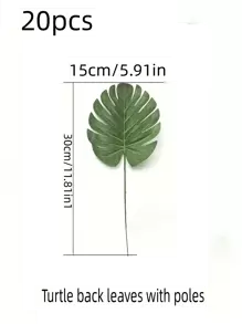 21pcs-Palm-Leaf Artificial Tropical Turtle-Back Bamboo -7 Kinds Of Large Small Green Fake Palm Leaves And Stems Decorate The Wedding Birthday Theme Party For Jungle Hawaii Hawaii Hawaii Banquet Table., Back To School Valentine Day