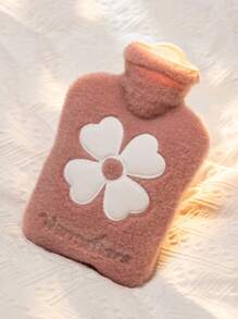 1pc Flower Embroidery Hot Water Bag For Girls, Small/ Medium Size, Soft And Comfortable, Detachable & Washable Cover, Safe For Warming Up Uterus, Back To School Supplies