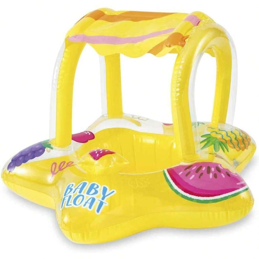 Flotador Salvavidas Andadera Intex Con Toldo Sombrilla Bebés - Amarillo - Ver 1