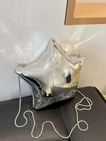 Acrylic Star-Shaped Shoulder Bag With Glossy Surface, Crossbody Bag For Women