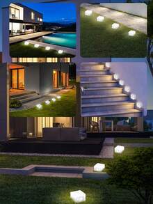 1 đèn gạch đá năng lượng mặt trời, đèn gạch lát sàn, đèn đá viên vuông 1LED/4LED, thích hợp cho nhiều cảnh trang trí, bầu không khí, đèn chiếu sáng và đèn bãi cỏ ở sân trong, vườn, lối đi và cầu thang., đèn chiếu sáng ngoài trời cho lối đi, sân, hiên - nhiều màu - Xem 5