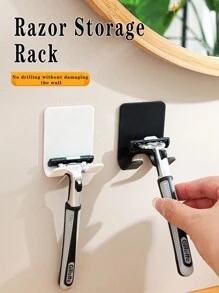 1 Universal Rack, Multifunctional Manual Razor Hanging Rack Powerful Sticky Hooks No-Drill, Wall Mounted Non-Stick Razor Storage Rack, Bathroom Storage Plug Rack, Self-Adhesive Wall Hooks, Bathroom Accessories - Multicolor - View 1