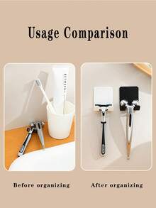 1 Universal Rack, Multifunctional Manual Razor Hanging Rack Powerful Sticky Hooks No-Drill, Wall Mounted Non-Stick Razor Storage Rack, Bathroom Storage Plug Rack, Self-Adhesive Wall Hooks, Bathroom Accessories - Multicolor - View 3