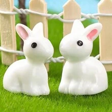 5/10pcs Easter Gift Miniature Resin Landscape Decor Cute Cartoon Bunny Animal Kawaii Gift Craft Ornaments, Mini Rabbit, Easter Present, Dollhouse Decoration, Small Ears White Rabbit, Rabbit, Bunny