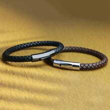 Personalized Leather Bracelet, Engraved Men's Name Bracelet, Custom Bracelet For Men, Personalized Gift For Him, Fathers Day Gift,Men's Gift - Brown Leather Black Buckle - View 5