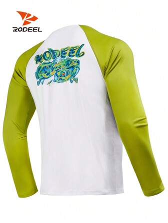 RODEEL Men's Fishing Shirt Long Sleeve Rash Guard Quick Dry Swim Surf Shirts Spring Outdoor Apparel