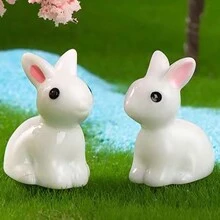 5/10pcs Easter Gift Miniature Resin Landscape Decor Cute Cartoon Bunny Animal Kawaii Gift Craft Ornaments, Mini Rabbit, Easter Present, Dollhouse Decoration, Small Ears White Rabbit, Rabbit, Bunny