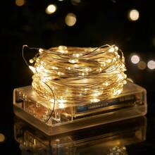 1 件 5 米/196.85 英寸 LED 铜线灯串带电池盒，适用于户外装饰（防水、星形、由 3 节 AA 电池供电，不含电池），适用于小路、庭院、露台的户外花园照明