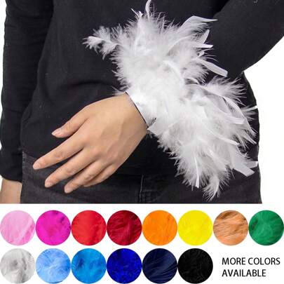1pc Women Snap Feather Bracelet Natural Fluffy Feather Cuffs Feather Bangle Feather Cuff Sleeves Wrist Arm For Women's Daily Party Elegant Charming Jewelry Evening Gift Daily Decoration Halloween