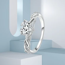 New S925 Sterling Silver Ring, Shiny Romantic Heart Shaped Cubic Zirconia Jewelry, Elegant White Gold Plated Women Engagement & Wedding Ring, Perfect Gift For Couple