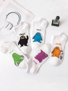 5 pares de calcetines cortos coloridos y divertidos con dibujos animados para mujer - Multicolor - Ver 4