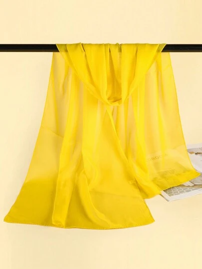 优雅 1 件女士轻质纯色雪纺围巾披肩，适合日常使用配饰女士