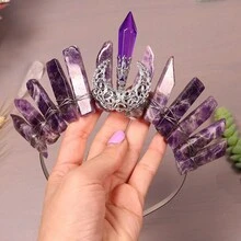 女士晚會天然水晶頭帶，中間圓柱皇冠設計，完美適用於節日和婚紗攝影 - 款式 - 查看 4