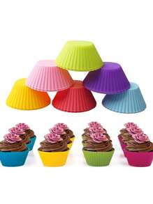 12 Piezas, Moldes De Silicona Reutilizable Para Cupcakes - Perfecto Para Hornear Muffins, Pasteles Y Más!