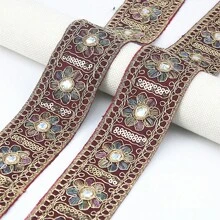 2 Yards Multicolor Metallic Thread 3D Flower Embroidered Lace Trim For Clothing Dress Hat Bag Decoration Crafts DIY Supplies - Multicolor - View 13