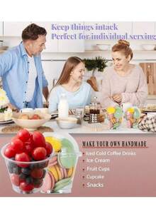 10 piezas Vasos de gelatina de plástico transparente con tapas redondas perforadas, vasos de postre cubiertos, perfectos para mojar bocadillos y sostener bebidas congeladas, ideales para decoración de verano, suministros de fiesta, decoración de bodas y fiesta luau - transparente - Ver 3