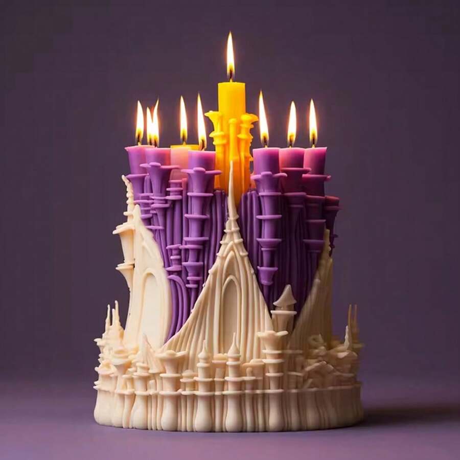 Customized Design Luxury Castle Candle Silicone Mold 3D Aromatherapy Candle Gypsum Silicone Candle Making - White - View 1